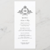 Royal Crest Elegante krans Monogram bruiloft Menu (Voorkant)