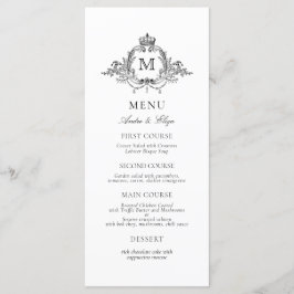 Royal Crest Elegante krans Monogram bruiloft Menu