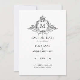 Royal Crest Elegante krans Monogram bruiloft Save The Date