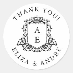 Royal Crest Embleem Monogram Ronde Sticker