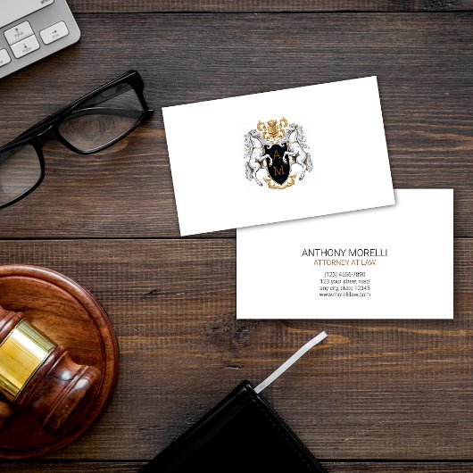 Royal Crest Gold en Silver Attorney bij Law Visitekaartje