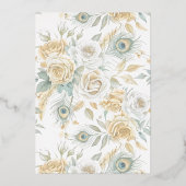 Royal Crest Indiase witte pauw bruiloft goud Folie Uitnodiging (Achterkant)