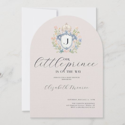Royal Crest Little Prince Baby shower Kaart (Voorkant)