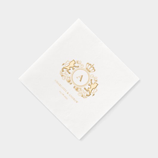 Royal Crest Monogram Folie bruiloft Folie Servetten (Rechts)