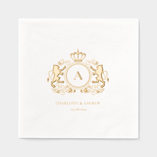 Royal Crest Monogram Folie bruiloft Folie Servetten (Voorkant)