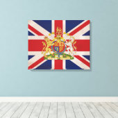 Royal Crest on Union Jack Flag Canvas Afdruk (Insitu (Houten vloer))
