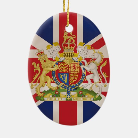 Royal Crest op Union Jack. Keramisch Ornament (Achterkant)