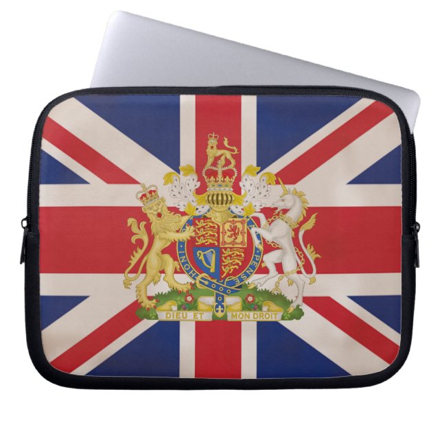Royal Crest op Union Jack. Laptop Sleeve (Voorkant)