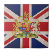 Royal Crest op Union Jack. Tegeltje (Voorkant)