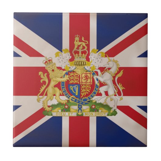Royal Crest op Union Jack. Tegeltje (Voorkant)