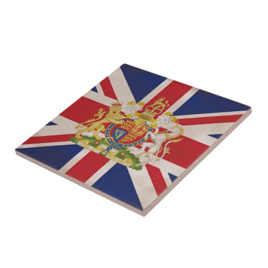 Royal Crest op Union Jack. Tegeltje (Zijkant)