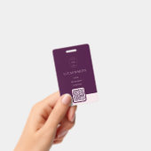 Royal Crimson QR code Employee Name Badge (Handheld)