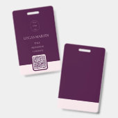 Royal Crimson QR code Employee Name Badge (Voor- en achterkant)