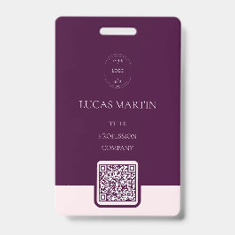 Royal Crimson QR code Employee Name Badge