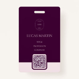 Royal Crimson QR code Employee Name Badge