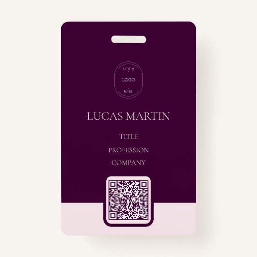Royal Crimson QR code Employee Name Badge (Voorkant)