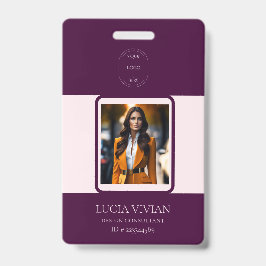 Royal Crimson QR Code Foto Employee Name Badge