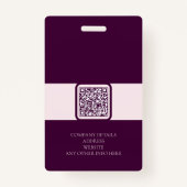 Royal Crimson QR Code Foto Employee Name Badge (Achterkant)