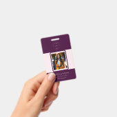 Royal Crimson QR-code Foto Werknemersnaam Badge (Handheld)