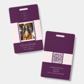 Royal Crimson QR-code Foto Werknemersnaam Badge (Voor- en achterkant)