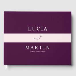 Royal Crimson Roze Lijn Typografie Bruiloft Gastenboek