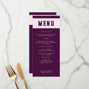 Royal Crimson Typografie Bruiloft Menu Kaart