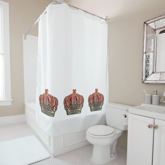 Royal Cross Crown - Gold Blue Red Douchegordijn (In situ)