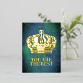 Royal Cross Crown - Gold Blue Red Folie Feestdagen Briefkaart (Staand Voorkant)