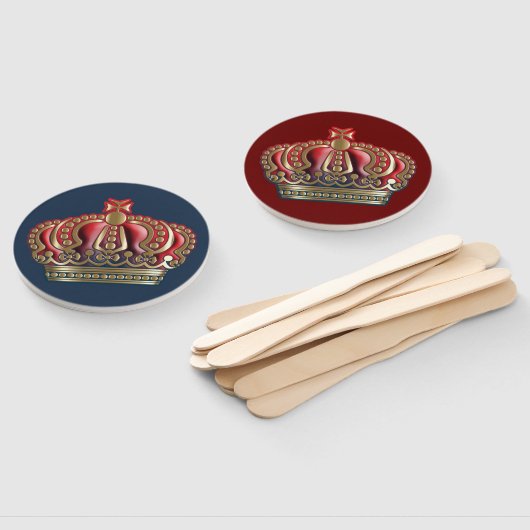 Royal Cross Crown - Gold Blue Red Handwaaier (Niet-gemonteerd)