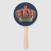 Royal Cross Crown - Gold Blue Red Handwaaier (Voorkant)