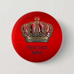Royal Cross Crown - Gold Blue Red Ronde Button 5,7 Cm
