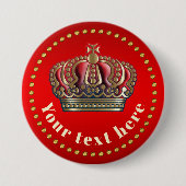 Royal Cross Crown - Gold Blue Red Ronde Button 7,6 Cm (Voorkant)