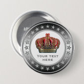 Royal Cross Crown - Gold Blue Red Ronde Button 7,6 Cm (Voorkant /achterkant)