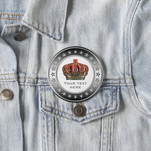 Royal Cross Crown - Gold Blue Red Ronde Button 7,6 Cm (In situ)