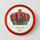 Royal Cross Crown - Gold Blue Red Ronde Button 7,6 Cm (Voorkant)