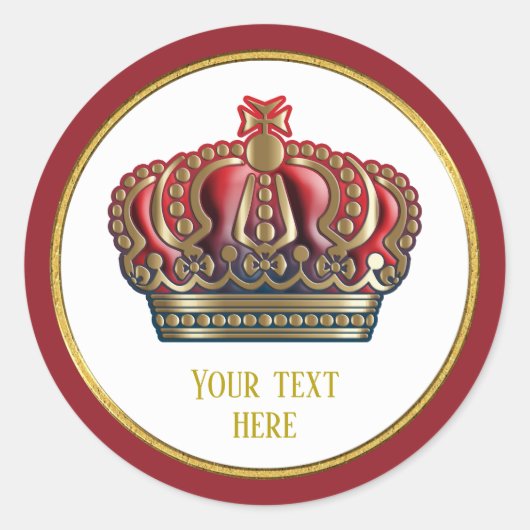 Royal Cross Crown - Gold Blue Red Ronde Sticker (Voorkant)