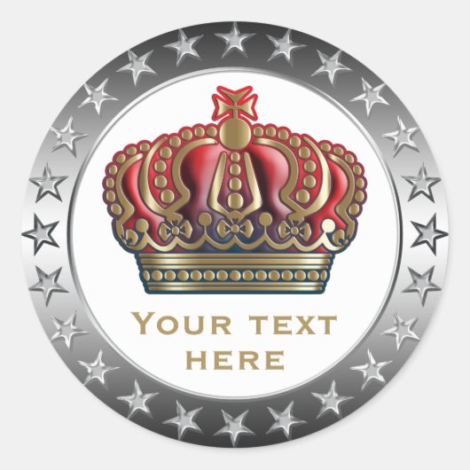 Royal Cross Crown - Gold Blue Red Ronde Sticker (Voorkant)