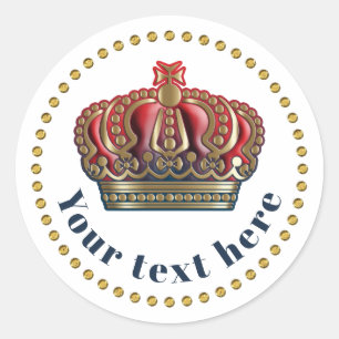 Royal Cross Crown - Gold Blue Red Ronde Sticker