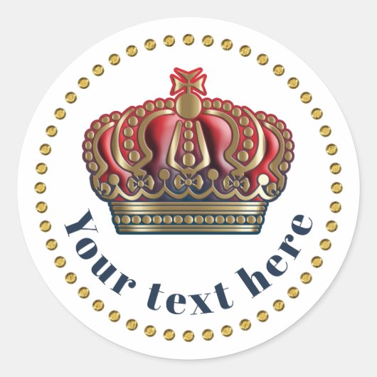 Royal Cross Crown - Gold Blue Red Ronde Sticker (Voorkant)