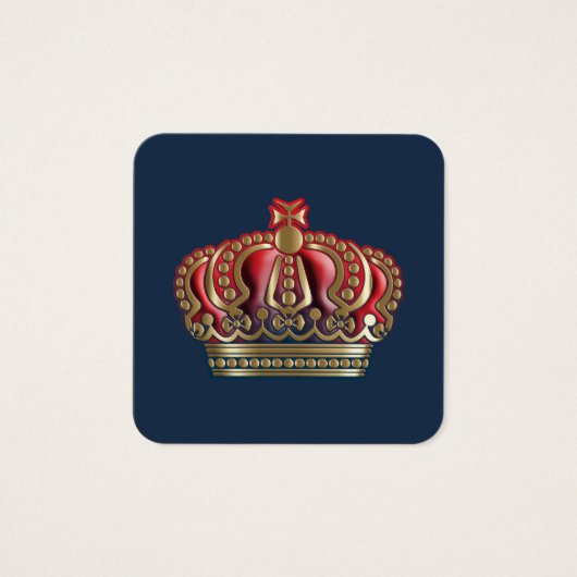 Royal Cross Crown - Gold Blue Red Vierkante Visitekaartjes (Voorkant)