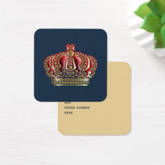 Royal Cross Crown - Gold Blue Red Vierkante Visitekaartjes (Bureau)