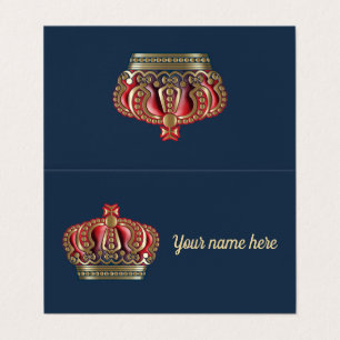 Royal Cross Crown - Gold Blue Red Visitekaartje