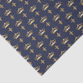 Royal Crown and Fleur de Lis Pattern on Blue Tissuepapier (Detail)