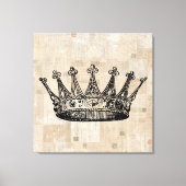 Royal Crown Art & Aged Stamps Background Canvas Afdruk (Voorkant)