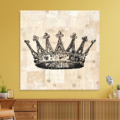 Royal Crown Art & Aged Stamps Background Canvas Afdruk (Insitu (Woonkamer))