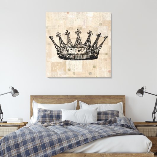 Royal Crown Art & Aged Stamps Background Canvas Afdruk (Insitu (Slaapkamer))