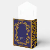 Royal Crown Blue en Gold Flourishes Wedding Bedankdoosjes (Geopend)