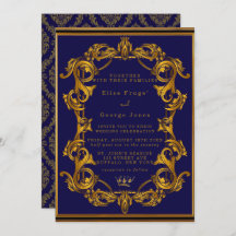 Royal Crown Blue en Gold Flourishes Wedding
