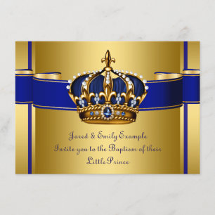 Royal Crown Blue en Gold Prince Baptism Kaart