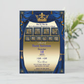 Royal Crown Blue & Gold Prince Baby shower Kaart (Staand voorkant)